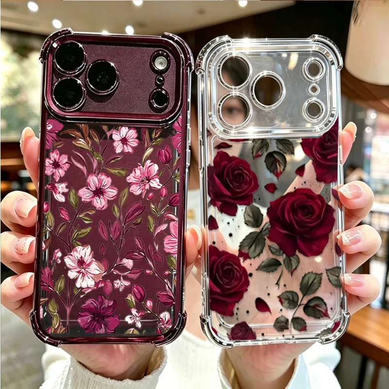 Vintage Floral Pattern Soft Case - Винтажный чехол с красным цветочным узором